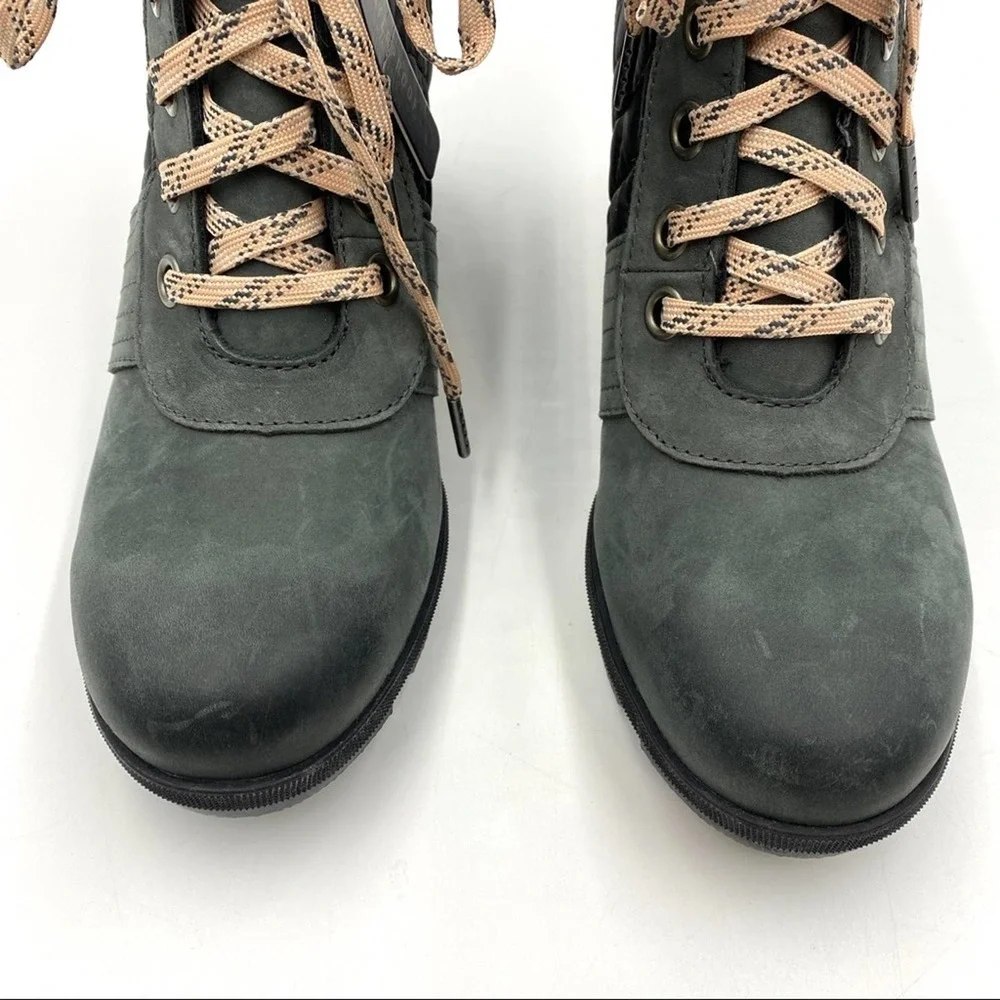 Sorel Lexie Wedge Boots Dark Slate Waterproof Snow Rain Lace Up Booties